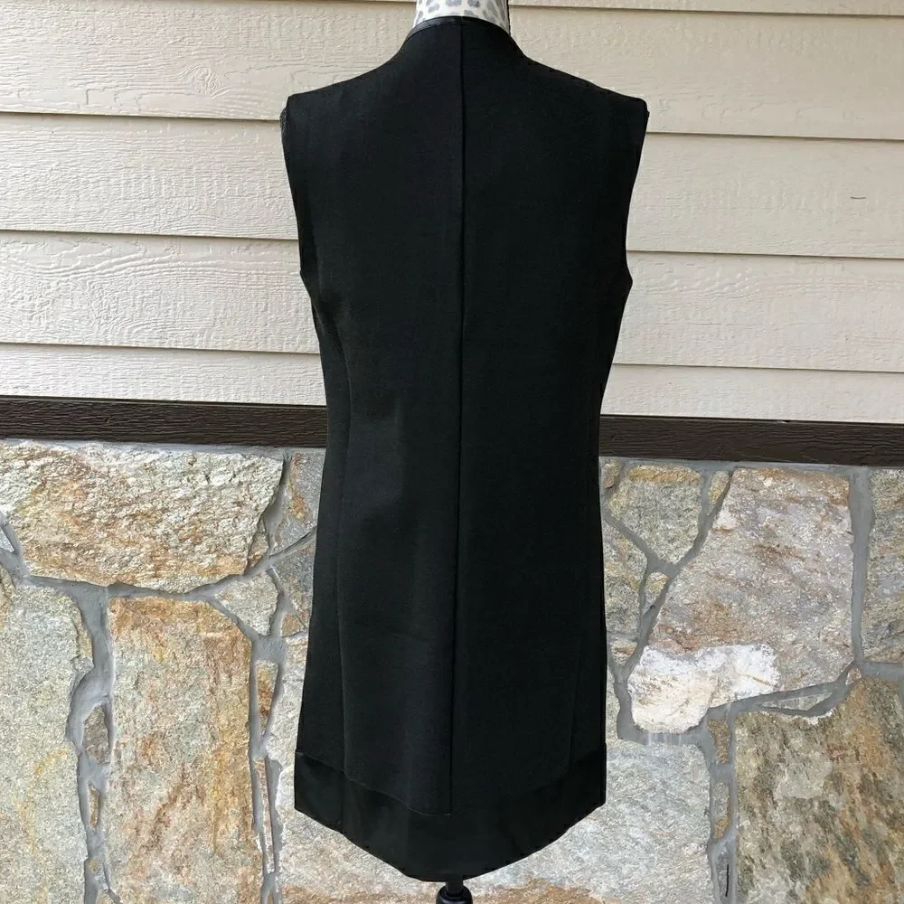 Charlie Paige Black Faux Leather Trim Vest Duster